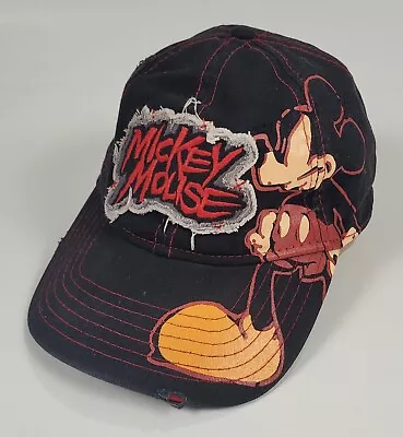 Disney Parks Mickey Mouse Distressed Hat Cap Strapback Black Adjustable Youth  • $8.99