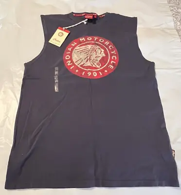 Men's Indian Motorcycle Navy Blue Large Tank Top With Indian Headdress - NEW • $24.95