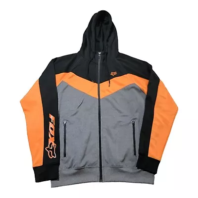 Fox Racing Zip Up Sweatshirt Hoodie Mens Size Large Orange Black Polyester  • $32.95