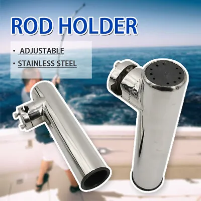 2X Stainless Steel Rod Holder Clamp On Fishing Rails 1 -1-1/4  Tube Boat Pod • $43.60