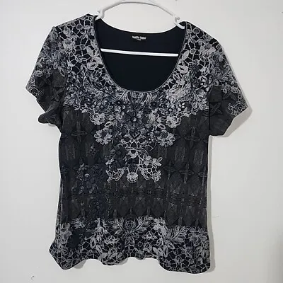 Vanilla Sugar T Shirt Womens Extra Large Black Floral Short Sleeve Pullover • $9.95