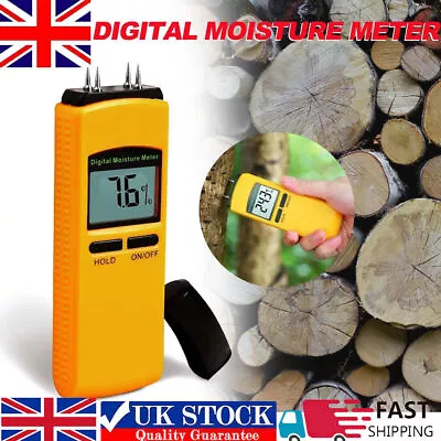 Digital Moisture Meter Damp Detector Humidity Tester For Wood Wall Concrete UK • £11.39