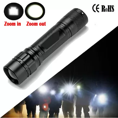 UK Mini Super Bright Tactical Zoom Flashlight 20000LM LED 18650 Powerful Torch • £8.39