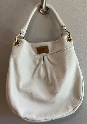 MARC JACOBS Classic Q Hillier Leather Hobo Shoulder Bag WHITE 100% AUTHENTIC • $79.99