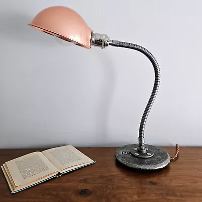 Industrial Desk Lamp With Copper Shade. Industrial Lamp.  Steampunk Lamp. • $210