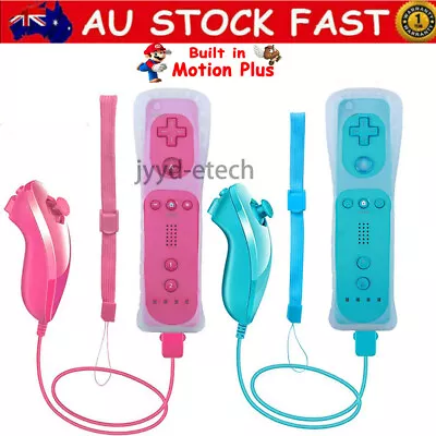 Wireless 2in1 Motion Plus Wii Remote Nunchuck Gamepad For Wii Wii U Classic Game • $35.08