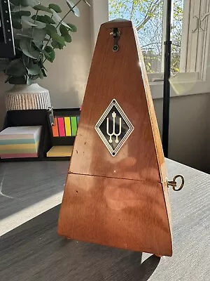 GORGEOUS! Vintage WITTNER Wind Up Ticking METRONOME Wood Case 8” Germany • $64