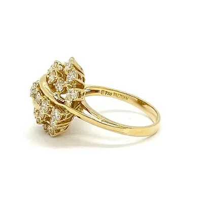 Vintage Waltham Diamond 18k Yellow Gold Volume Cocktail Ring US 7.25 • $2177