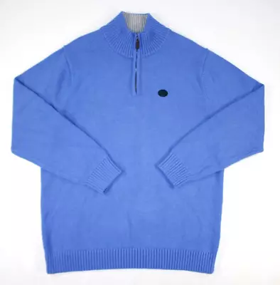 New L.L. Bean Men's Double L 1/4 Zip Mock Neck Sweater 100% Cotton Blue XL Tall • $29.99