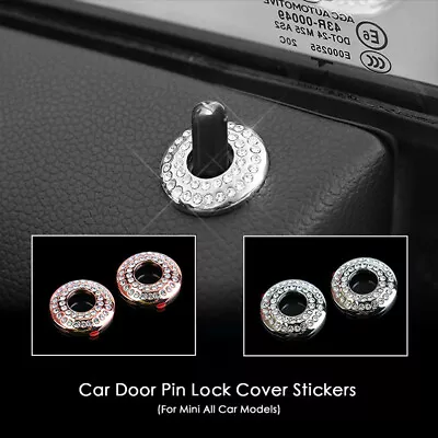 Diamond Car Door Lock Pin Cover Trim Decal For BMW MINI Cooper F54 F55 F56 F60 • $18.50