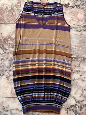 Missoni Orange Label Striped Sleeveless Dress In Cashmere And Silk Size M • $169.99