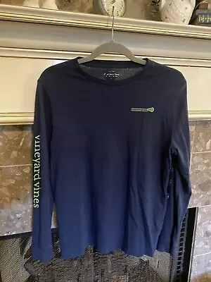 Vineyard Vines Boy’s Long Sleeve T-Shirt Lacrosse Graphic Boys XL 18 Navy FLAW • $1.99