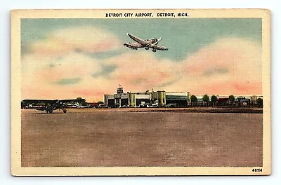 Detroit City Airport Detroit Michigan Vintage Postcard • $5