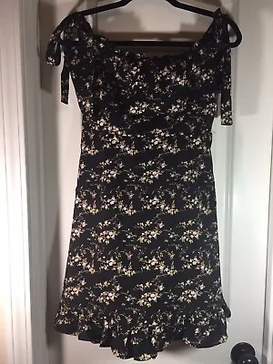 Zaful Women's Summer Tie Knot Dress Sundress Size L Black With Floral Print • $14.99