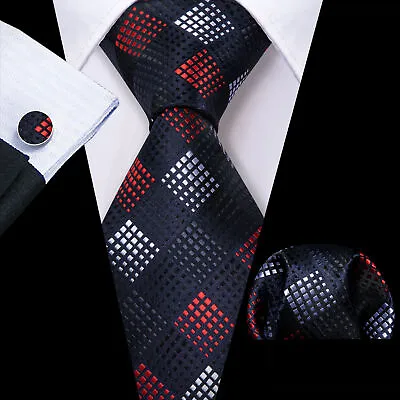 USA Mens ALL Silk Tie Striped Solid Paisley Necktie Hanky Cufflink Set Wedding • $11.99