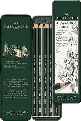 Castell 9000 Jumbo Pencil Tin Of 5 • £10.93