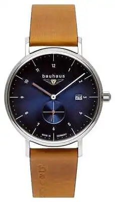 Bauhaus Men's Brown Italian Leather Strap | Blue Dial 2130-3 Watch - 33% OFF! • £145