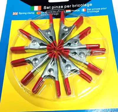 Spring Clamps 8 Pc.  2  Inch Metal Spring Clamp Lot Of 8 Red Tips Small Clamps • $5.95