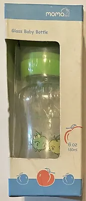 New Factory Sealed MOMO Glass Baby Bottle 6 OZ Reversible Top Very Cute • $13.49