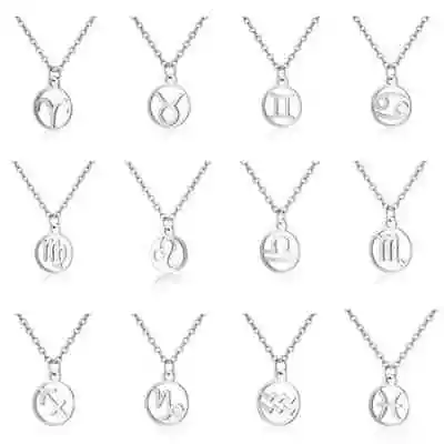 12  Zodiac Pendant Necklace Jewellery Birthday Gifts Christmas Constellation A2) • £3.49