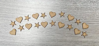£2.25 • Buy Wooden MDF Heart & Star Crafts Shapes Pack Of 20 20mm