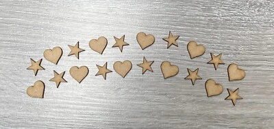 £2.25 • Buy Wooden MDF Heart & Star Crafts Shapes Pack Of 20 20mm