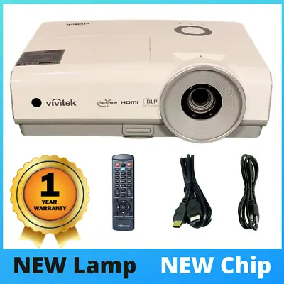 NEW LAMP - NEW CHIP ViviTek D859 DLP Projector 3600 ANSI 3D HD HDMI 1080i Bundle • $191.08