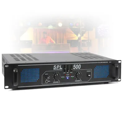 SPL 500W 2 Channel Power Amplifier 3 Band EQ AUX 19  2U Rack Mount Party DJ Amp • £113.99