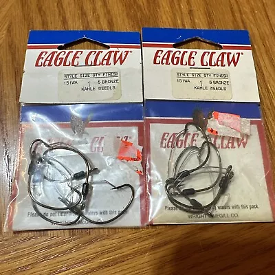 2 Packs Eagle Claw 151WA Size 1 Weedless Bronze Kahle Fish Hooks 5 Per Pack • $9.99