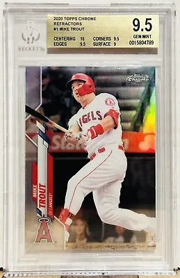 2020 Topps Chrome Refractor 1 Mike Trout BGS Gem Mint 9.5 Los Angeles Angels • $38.92