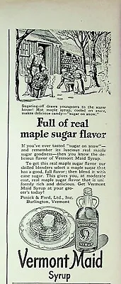 1949 Vermont Maid Maple Syrup Vintage Print Ad 1940s Cooled On Snow Makes Candy • $7.99
