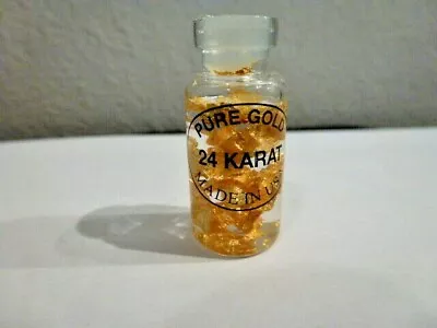 24 Karat Pure Gold In A Vial With Liquid Souvenir   MINITURE  BOTTLE GLASS  • £13.49