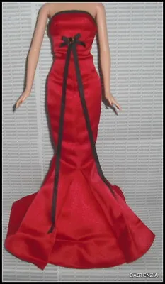Barbie Dress Mattel Doll Winter Concert Red & Black Satin Mermaid Fashion Gown • $34.96
