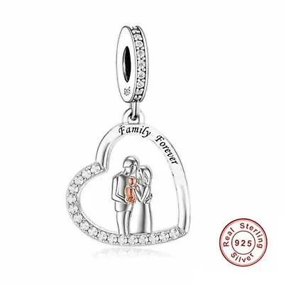 💖 Family Forever Charm Mother Child Daughter Son Genuine Sterling Silver • £16.95
