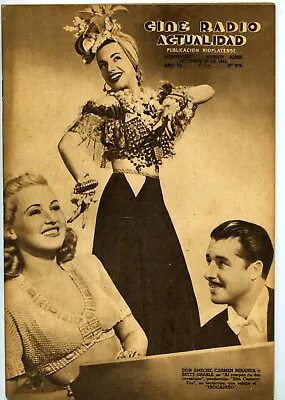 Carmen Miranda Betty Grable RARE - Argentina - September 1941 Full Magazine • $225