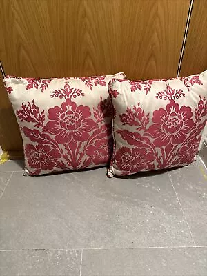 Pair Of Cushions And COVERS LAURA ASHLEY TATTON CERISE  FABRIC PIPED 16  • £40