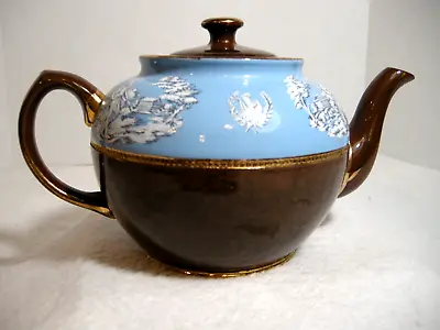 Sadler Staffordshire Ceramic Teapot Blue With Greek Motif #2635 Made In England • $12.99