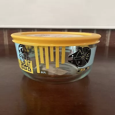 Pyrex Star Wars R2-D2 Millennium Falcon 7201 Glass Storage Bowl With Yellow Lid • $14.99