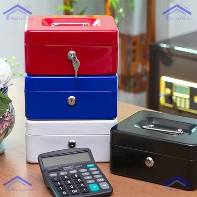 £11.99 • Buy NEW Money Box In Steel Metal Cash Safe Security Petty Tin With Lock & 2 Keys