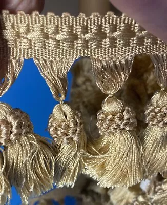 Vintage Gold  Braided Tassel Fringe Fabric Trim Curtain Upholstery 3” / 3 Yards • $17