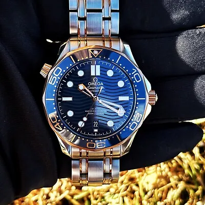 OMEGA Seamaster Diver 300M Two Tone 18k Rose Gold  Blue Dial 210.20.42.20.03.002 • $8500