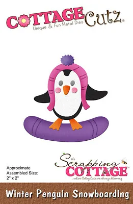 New Scrapping Cottage Cutz Metal Cutting Die Winter Penguin Snowboarding  • £14