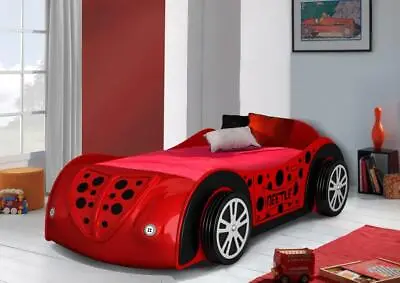 Red Beetle Childrens Novelty Racing Car Bed With LED Lights And 3D Alloy Wheels • £199.99