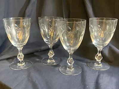 Set Of 4 Tiffin-Franciscan Water Goblet /  Wine Glasses Stemware Leaf • $49.95