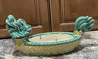 Vintage ? Dragon Boat Majolica Planter Art Pottery Pot Asian • $59.99
