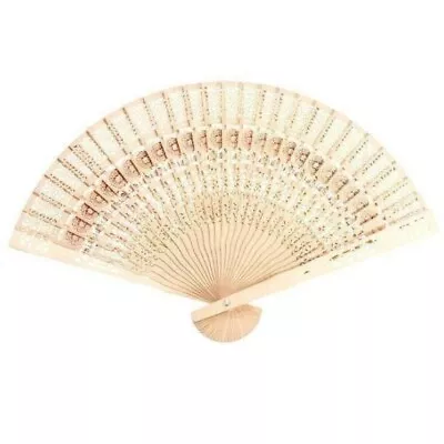 £3.29 • Buy Bamboo Wooden Folding Hand Held Fan Art Leaf Curved Flower Party Holidays UK