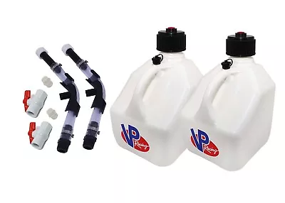 VP Fuel 2 Pack White Square 3 Gallon Fuel Jug + Hoses & Hose Bender & Ball Valve • $96.99