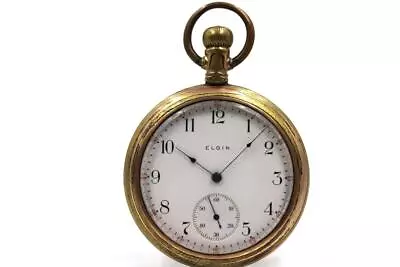 1908 Elgin 7j 291 Model 7 Class 110 16s Gold Filled Running Pocket Watch • $39.99