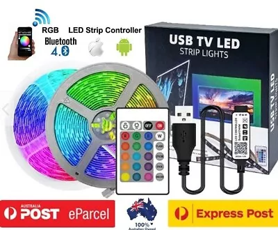 RGB LED Strip Lights 5050 1-10M Bluetooth Phone Remote Control Music Usb 5v • $16.79