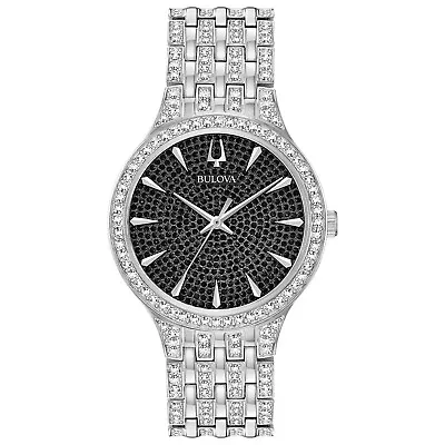 Bulova Men's Phantom Quartz Swarovski Crystal Accents Silver Watch 40MM 96A227 • $183.99